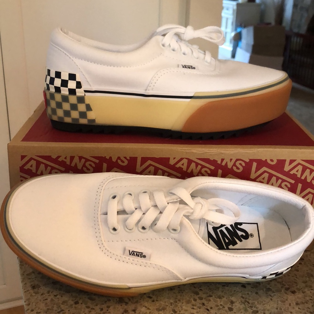 Women’s Vans Era Stacked Checkerboard Platform Sneaker Size 8